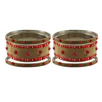 Light Brown  Stone Stud Brass Bangle 2