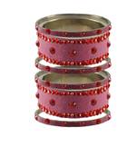 Dark Pink Stone Stud Brass Bangle