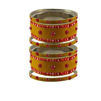 Light Brown  Stone Stud Brass Bangle 1