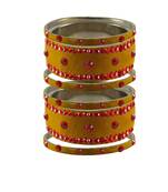 Light Brown  Stone Stud Brass Bangle