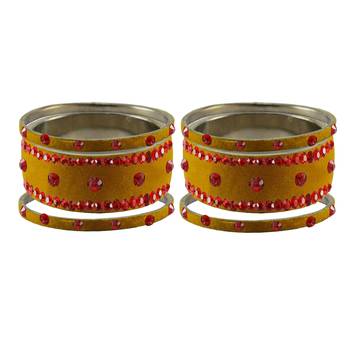 Light Brown  Stone Stud Brass Bangle 2