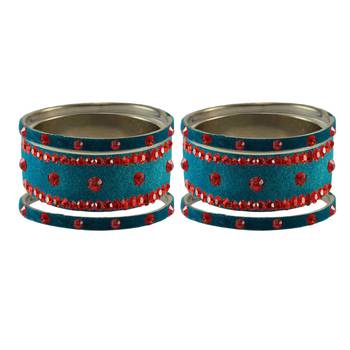 Firozi Stone Stud Brass Bangle 2