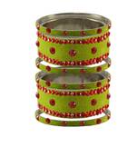 Parrot  Stone Stud Brass Bangle