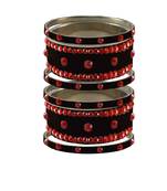 Black Stone Stud Brass Bangle