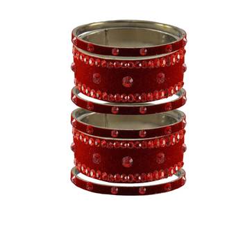 Red Stone Stud Brass Bangle 1