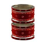 Red Stone Stud Brass Bangle