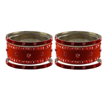 Red Stone Stud Brass Bangle 2
