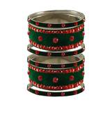 Green Stone Stud Brass Bangle