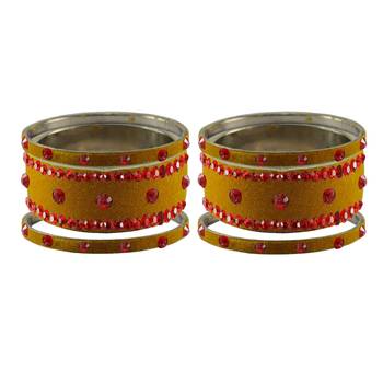 Light Brown  Stone Stud Brass Bangle 1