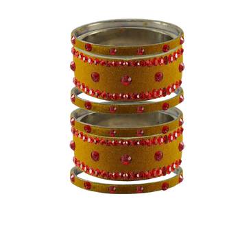 Light Brown  Stone Stud Brass Bangle 2