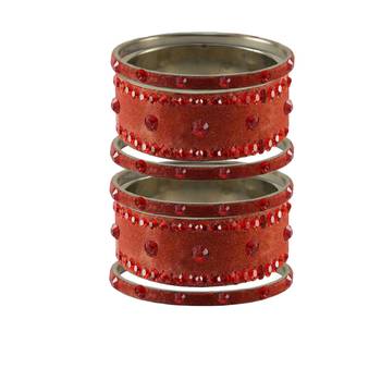 Peach Stone Stud Brass Bangle 1