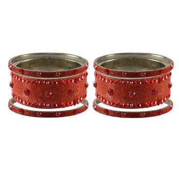 Peach Stone Stud Brass Bangle 2
