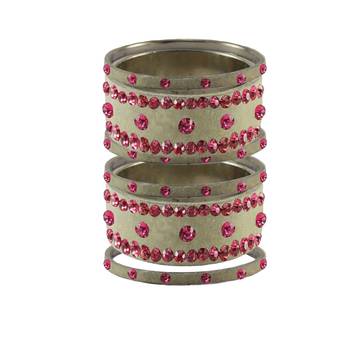 Cream Stone Stud Brass Bangle 1