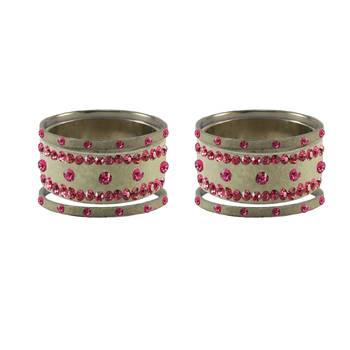 Cream Stone Stud Brass Bangle 2