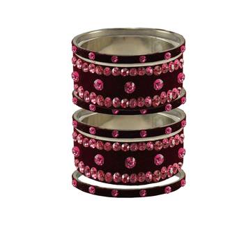 Dark Maroon  Stone Stud Brass Bangle 1