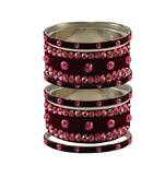 Dark Maroon  Stone Stud Brass Bangle