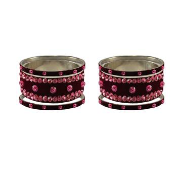 Dark Maroon  Stone Stud Brass Bangle 2
