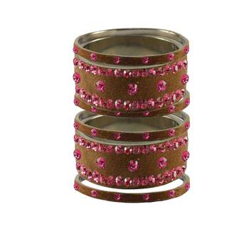 Dark Brown Stone Stud Brass Bangle 1
