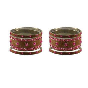 Dark Brown Stone Stud Brass Bangle 2
