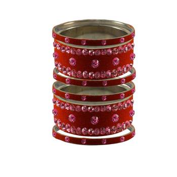 Orange Stone Stud Brass Bangle 1