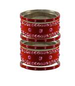 Orange Stone Stud Brass Bangle