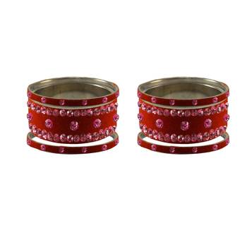 Orange Stone Stud Brass Bangle 2