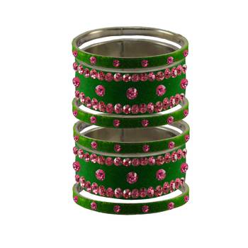Green Stone Stud Brass Bangle 1