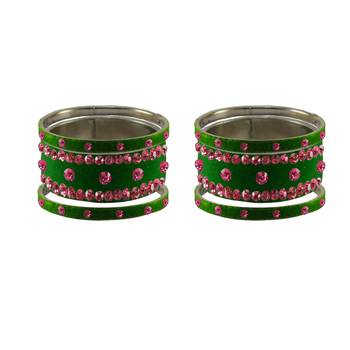 Green Stone Stud Brass Bangle 2
