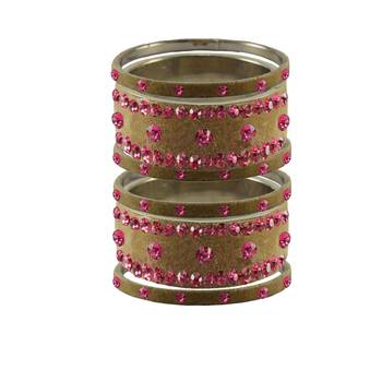 Light Brown  Stone Stud Brass Bangle 1