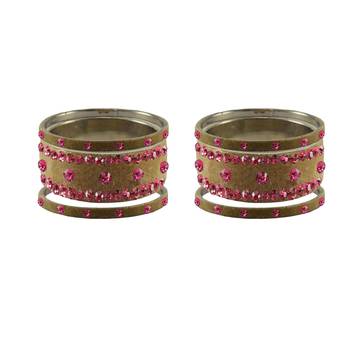 Light Brown  Stone Stud Brass Bangle 2