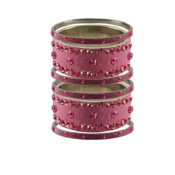 Dark Pink Stone Stud Brass Bangle 1