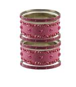 Dark Pink Stone Stud Brass Bangle
