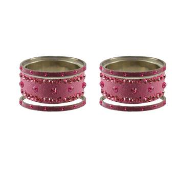 Dark Pink Stone Stud Brass Bangle 2
