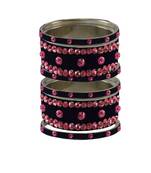 Dark Blue Stone Stud Brass Bangle