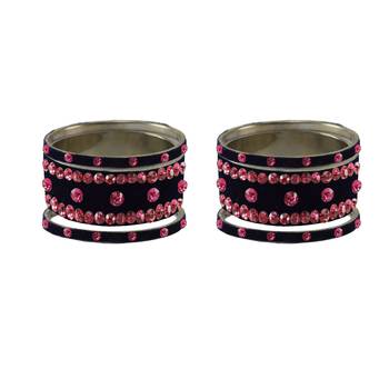 Dark Blue Stone Stud Brass Bangle 2
