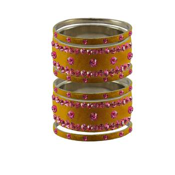 Light Brown  Stone Stud Brass Bangle 1