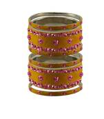 Light Brown  Stone Stud Brass Bangle