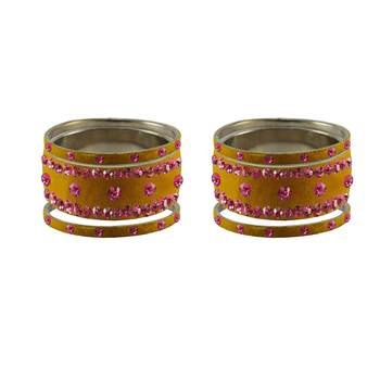 Light Brown  Stone Stud Brass Bangle 2