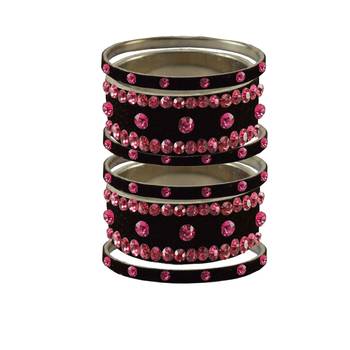 Black Stone Stud Brass Bangle 1