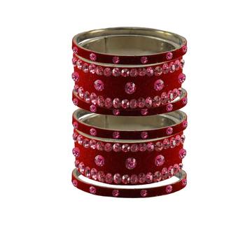 Red Stone Stud Brass Bangle 1