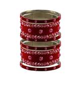 Red Stone Stud Brass Bangle