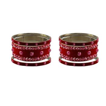 Red Stone Stud Brass Bangle 2