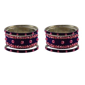 Dark Blue Stone Stud Brass Bangle 2