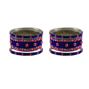 Blue Stone Stud Brass Bangle 2
