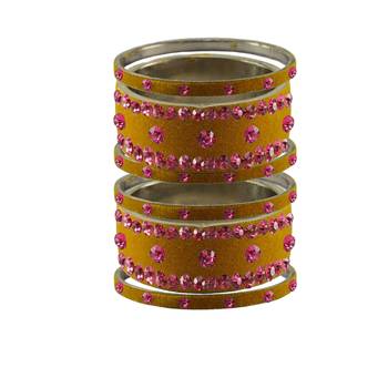 Light Brown  Stone Stud Brass Bangle 1