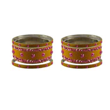 Light Brown  Stone Stud Brass Bangle 2