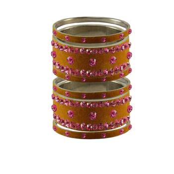 Dark Brown Stone Stud Brass Bangle 1