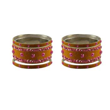Dark Brown Stone Stud Brass Bangle 2