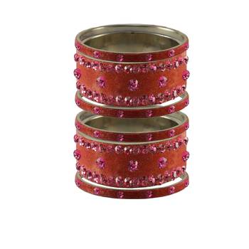 Peach Stone Stud Brass Bangle 1