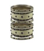 Cream Stone Stud Brass Bangle